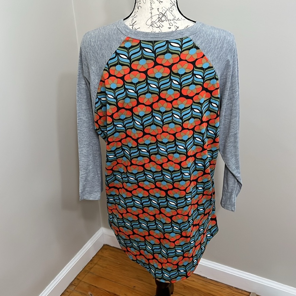 LULAROE Gray and Orange Patterned top